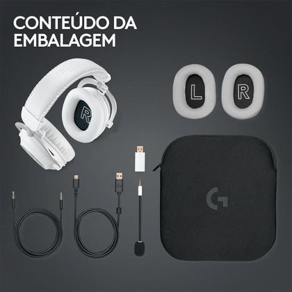 Imagem de Headset Gamer Sem Fio Logitech G Pro X 2 Lightspeed, Driver 50mm, Bluetooth, USB e 3.5mm, para PC, Playstation e Switch, Branco - 981-001268
