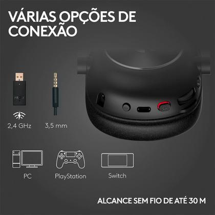 Imagem de Headset Gamer Sem Fio Logitech G Pro X 2 Lightspeed, Driver 50mm, Bluetooth, USB e 3.5mm, para PC, Playstation e Switch, Preto - 981-001262