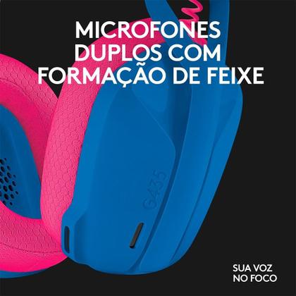 Imagem de Headset Gamer Sem Fio Logitech G435, Lightspeed e Bluetooth, Dolby Atmos, USB, Drivers 40mm, Azul