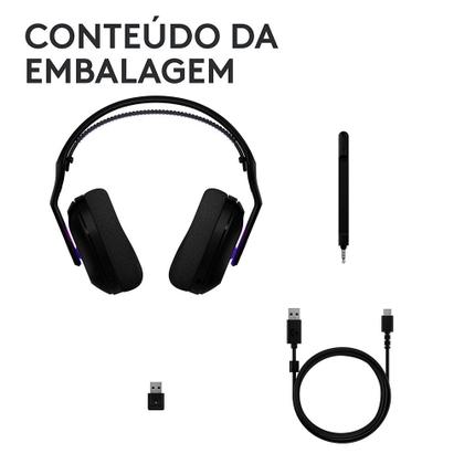 Imagem de Headset Gamer Sem Fio Logitech G522 LIGHTSPEED LIGHTSYNC, RGB, Conectividade Tripla LIGHTSPEED, Bluetooth e com Fio USB, Preto - 981-001543