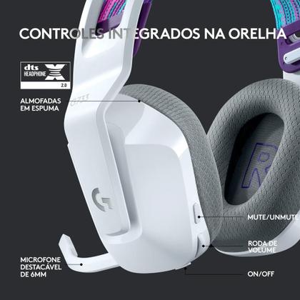 Imagem de Headset Gamer Sem Fio Logitech G733 7.1 Dolby Surround RGB LIGHTSYNC, Blue VOICE para PC e PlayStation, Branco - 981-000882