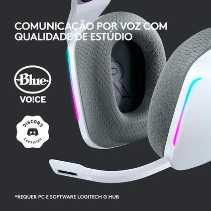 Imagem de Headset Gamer Sem Fio Logitech G733 7.1 Dolby Surround RGB LIGHTSYNC, Blue VOICE para PC e PlayStation, Branco - 981-000882