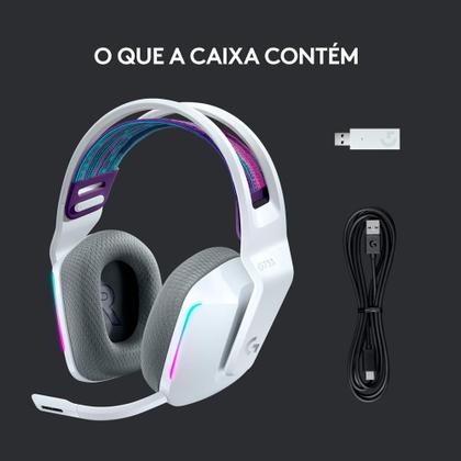 Imagem de Headset Gamer Sem Fio Logitech G733 7.1 Dolby Surround RGB LIGHTSYNC, Blue VOICE para PC e PlayStation, Branco - 981-000882
