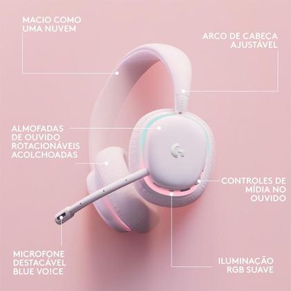 Imagem de Headset Gamer Sem Fio Logitech G735, Coleção Aurora, RGB, Drivers 40mm, Bluetooth, USB, PC e Mac, Branco - 981-001082
