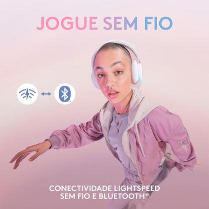 Imagem de Headset Gamer Sem Fio Logitech G735, Coleção Aurora, RGB, Drivers 40mm, Bluetooth, USB, PC e Mac, Branco - 981-001082