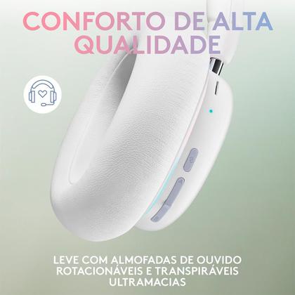 Imagem de Headset Gamer Sem Fio Logitech G735, Coleção Aurora, RGB, Drivers 40mm, Bluetooth, USB, PC e Mac, Branco - 981-001082