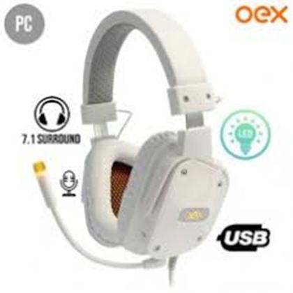 Imagem de Headset Gamer Shield Branco Oex 7.1 Microfones e Fones de Ouvido  - Hs409