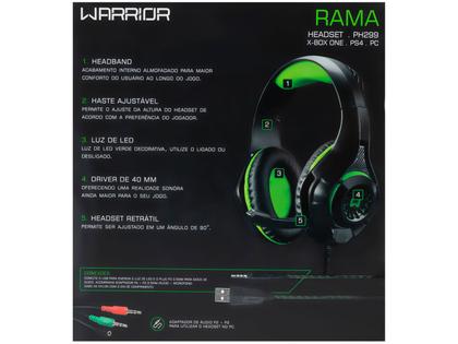 Headset Gamer Warrior Rama PH299 para PC - Xbox One e PS4 P2 Verde Imagem de Headset Gamer Warrior Rama PH299 para PC
