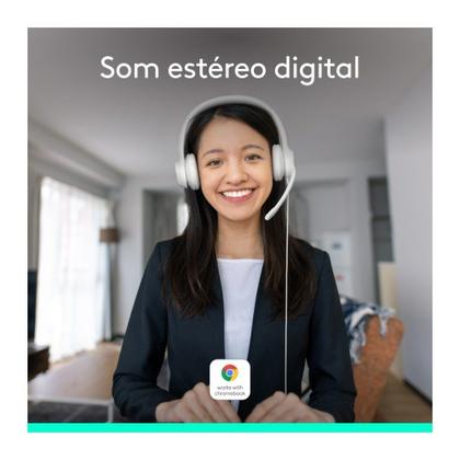 Imagem de Headset Logitech H390, USB, com Almofadas, Controles de Áudio Integrado, Microfone com Redução de Ruído, Branco - 981-001285
