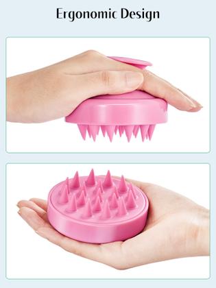 Imagem de Heeta Hair Scalp Massager Shampoo Brush, com Silicone Macio, Detangler de cabelo molhado e seco (2 Pack, Green & Rose Pink)