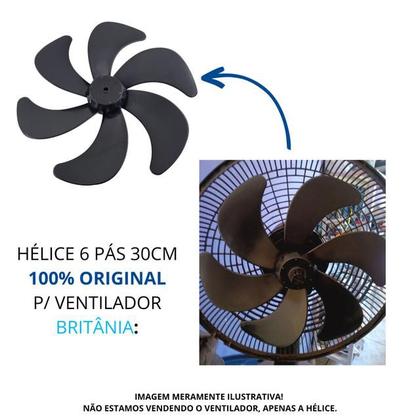 Hélice preta 6p 30cm p/ ventilador britânia centro alto orig Imagem de Hélice preta 6p 30cm p/ ventilador britânia centro alto orig