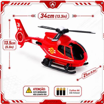 Imagem de Helicóptero Bombeiros Maluco Bate e Volta com Luzes Músicas de Controle Remoto
