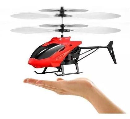 Imagem de Helicoptero Brinquedo Com Controle Remoto Recarregável E Sensor (VERMELHO)