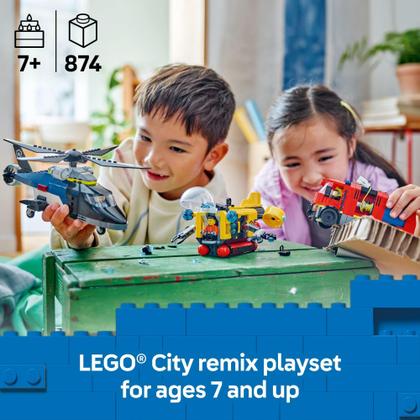 Imagem de Helicóptero, Caminhão de Bombeiros e Submarino LEGO City - Brinquedo de Construção 7+
