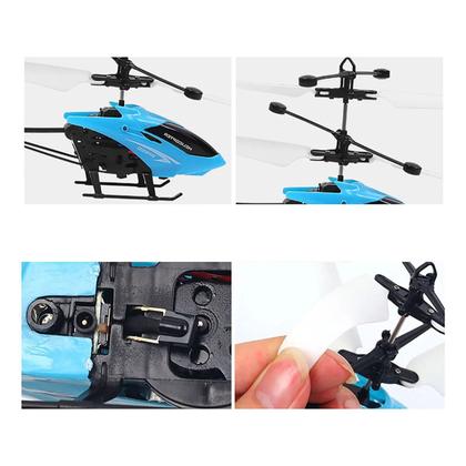 Imagem de Helicóptero De Brinquedo Com Sensor Mini Drone Recarregável Azul Vermelho Amarelo Preto