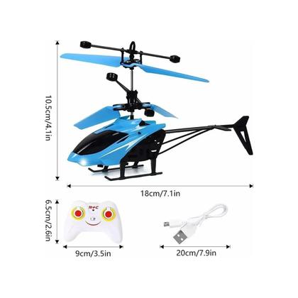 Imagem de Helicóptero De Brinquedo Com Sensor Mini Drone Recarregável Azul Vermelho Amarelo Preto