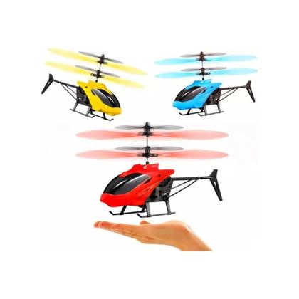 Imagem de Helicóptero De Brinquedo Com Sensor Mini Drone Recarregável Azul Vermelho Amarelo Preto