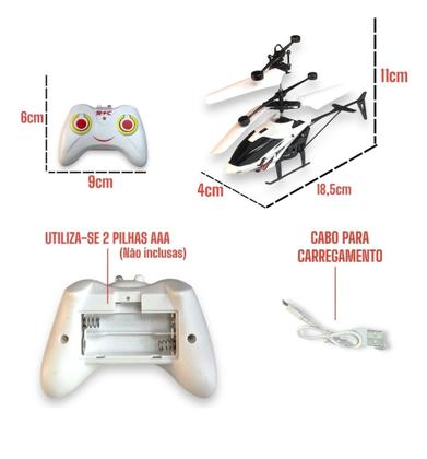 Imagem de Helicóptero de Brinquedo Recarregável Com Controle Remoto Sensor Indução