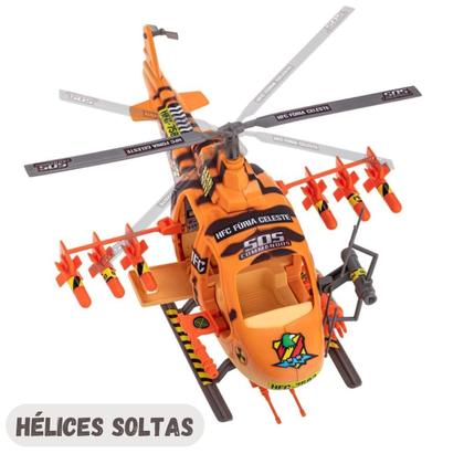Imagem de Helicóptero Laranja Commandos com 1 Figura  Gulliver