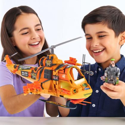 Imagem de Helicóptero Laranja Commandos com 1 Figura  Gulliver