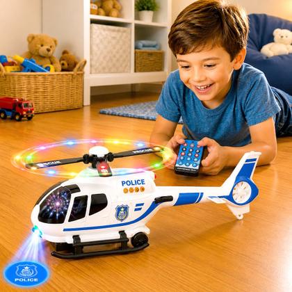 Imagem de Helicóptero Musical Anda com Luzes e Sons e Bate e Volta de Controle Remoto