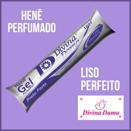 Imagem de Hene de Cabelo Gel Preto Forte Divina Dama 180g Bisnaga Kit c/6 Unidades