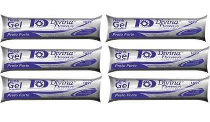 Imagem de Hene de Cabelo Gel Preto Forte Divina Dama 180g Bisnaga Kit c/6 Unidades