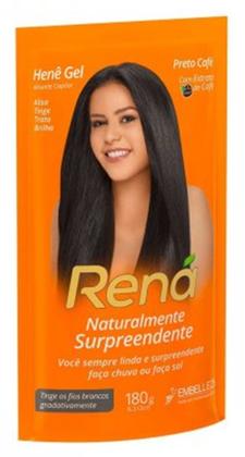 Imagem de Hene em Gel Rená Preto Café (Preto Escuro) 180gr Alisa, tinge e Da Brilho Embelleze