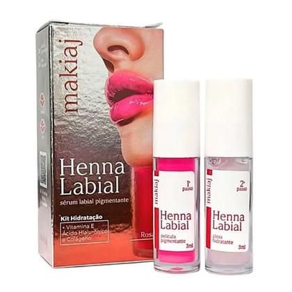 Imagem de Henna Labial Hidratação Película Pigmentante + Gloss Hidratante Makiaj 3ml