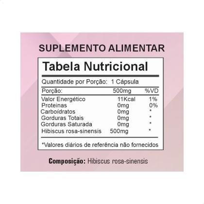 Imagem de Hibisco 100% Natural Puro 120 Cáps 500mg - Fonte Verde