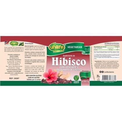 Imagem de Hibisco com Gengibre 180 comprimidos Unilife