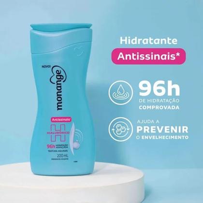 Imagem de Hidratante Corporal Textura Aquagel Antissinais Hialurônico 96h Hidratação Avançada 200ml Monange