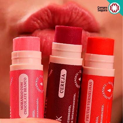 Imagem de Hidratante Labial Protetor Balm Labial Lipstick Morango Com Chocolate Branco 5g - Hidrabene