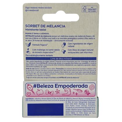 Imagem de Hidratante Labial Sorbet de Melancia Moana Disney Princesa Nivea 4,8g