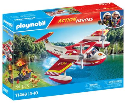 Imagem de Hidroavião de combate a incêndios Playmobil de brinquedo com boneco e acessórios