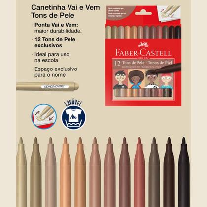 Imagem de Hidrocor Vai E Vem FABER CASTELL Hidrográfica 12 Cor De Pele