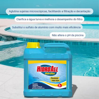Imagem de Hidrofloc Floculante Clarificante 5L HidroAll Tripla Ação