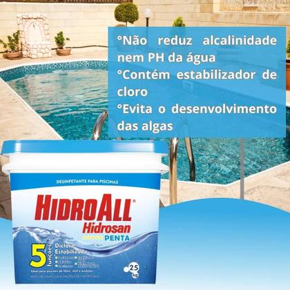 Imagem de Hidrosan Penta Balde 10 Kg Cloro Granulado Hidroall cinco funções dicloro estabilizado
