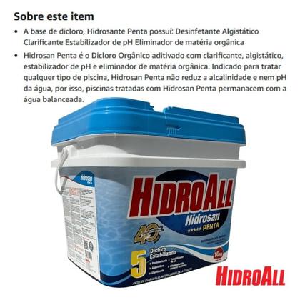 Imagem de Hidrosan Penta Balde 10 Kg Cloro Granulado Hidroall