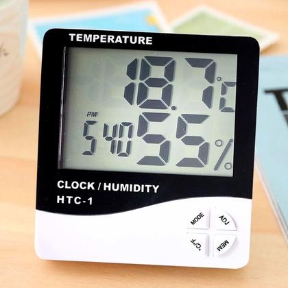 Imagem de Higrômetro Digital Relógio Com Sensor Para Controle De Clima