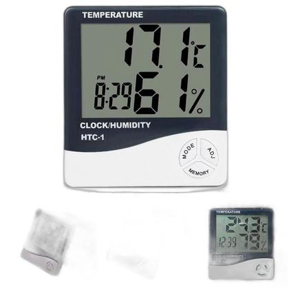 Imagem de Higrômetro Digital Termômetro Relógio Sensor De Temperatura