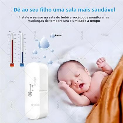 Imagem de Higrômetro Termômetro Mini Inteligente Para Ambientes Internos Sensor De Temperatura E Umidade