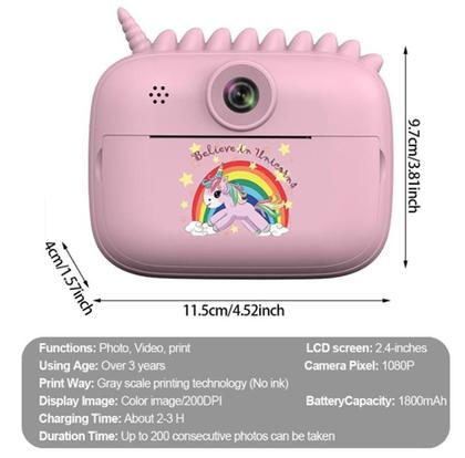 Imagem de HiMont Câmera infantil com impressão instantânea, câmera digital de selfie 32GB 10 Bobinas Filme