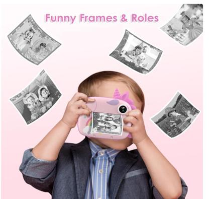 Imagem de HiMont Câmera infantil com impressão instantânea, câmera digital de selfie 32GB 10 Bobinas Filme