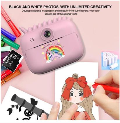 Imagem de HiMont Câmera infantil com impressão instantânea, câmera digital de selfie 32GB 10 Bobinas Filme