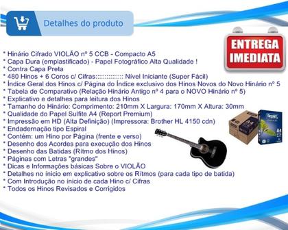 Imagem de Hinario Cifrado Violão CCB nº 5 - INICIANTE - Versão 2