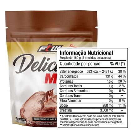 Imagem de Hipercalorico Delicious Mass 3kg + Mochila - Ftw (creme De Avelã)