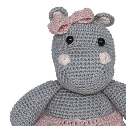 Imagem de Hipopótamo Lola De Laçinho Rosa Amigurumi Crochê Quarto Bebê