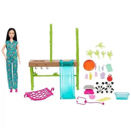 Imagem de Hkt77 barbie conjunto de brinquedo cuidados e resgate de pandas
