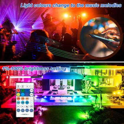 Imagem de Holofote LED CREPOW RGB 100W Bluetooth IP66, pacote com 4